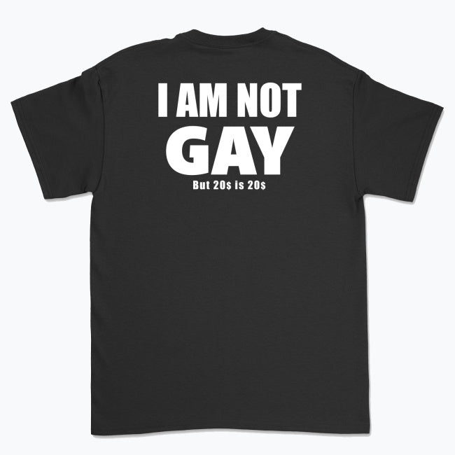 Koszulka unisex z napisem “I AM NOT GAY BUT 20$ is 20$”